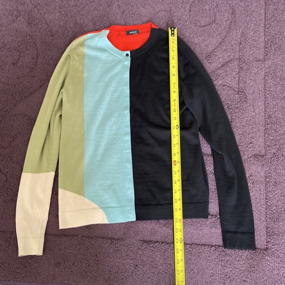 Akris Summer Intarsia Button multicolor cashmere & silk Cardigan - Picture 12 of 14